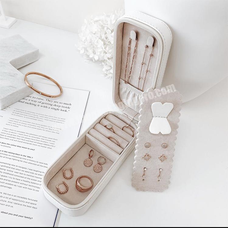 Advanced design jewelry organizer velvet gift box necklace storage case small gray custom leather travel jewelry case