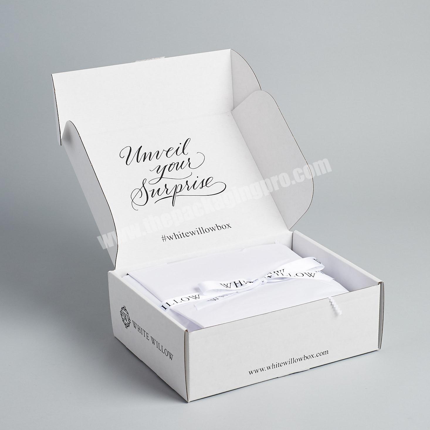 250g CCNB E Flute Custom Beauty Postage Box White Black Clothing Mailing Box Packaging Luxury Cosmetics Corrugated Mailer Box