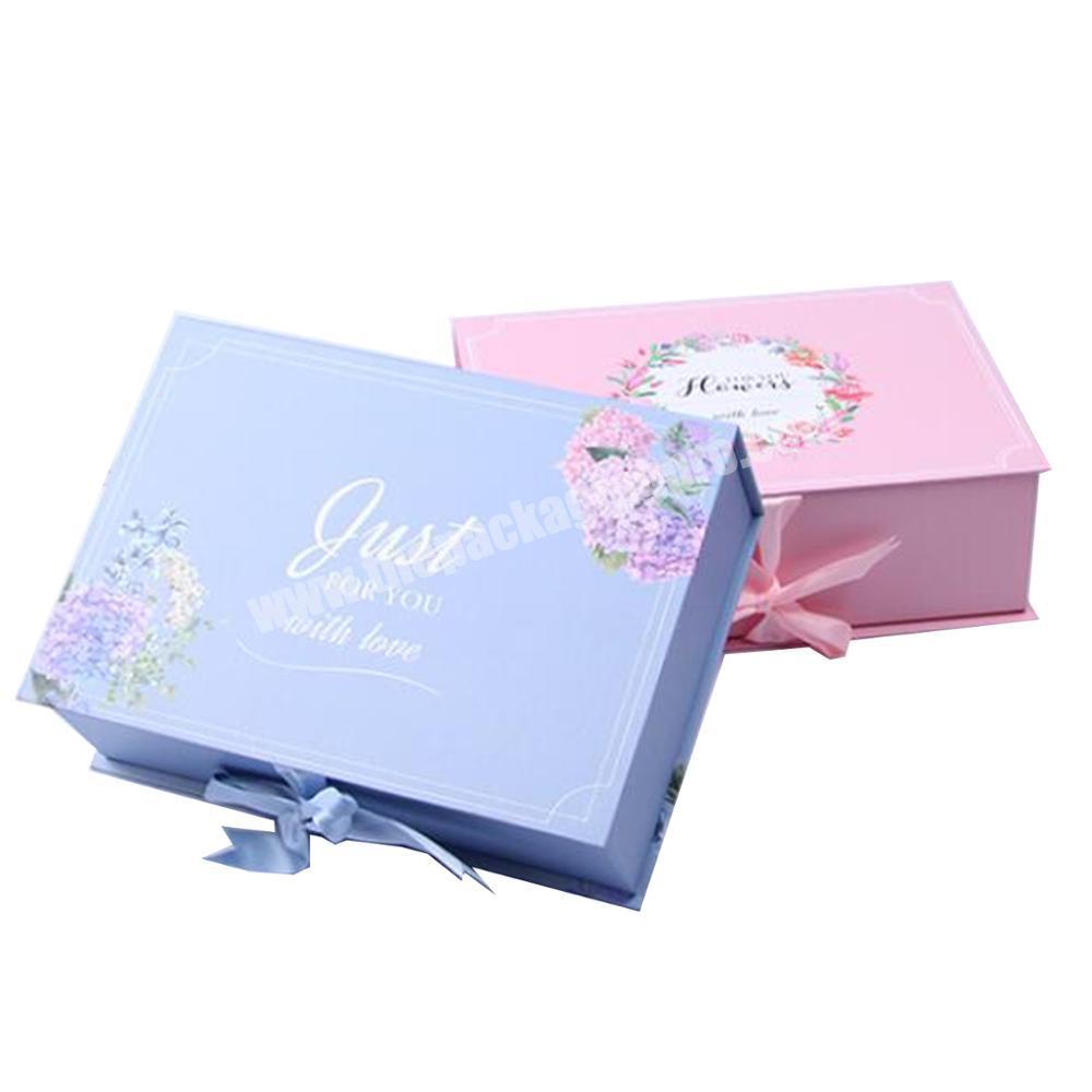 wholesale luxury custom cardboard paperboard ribbon magnetic flower rigid box for present gift boxes packaging