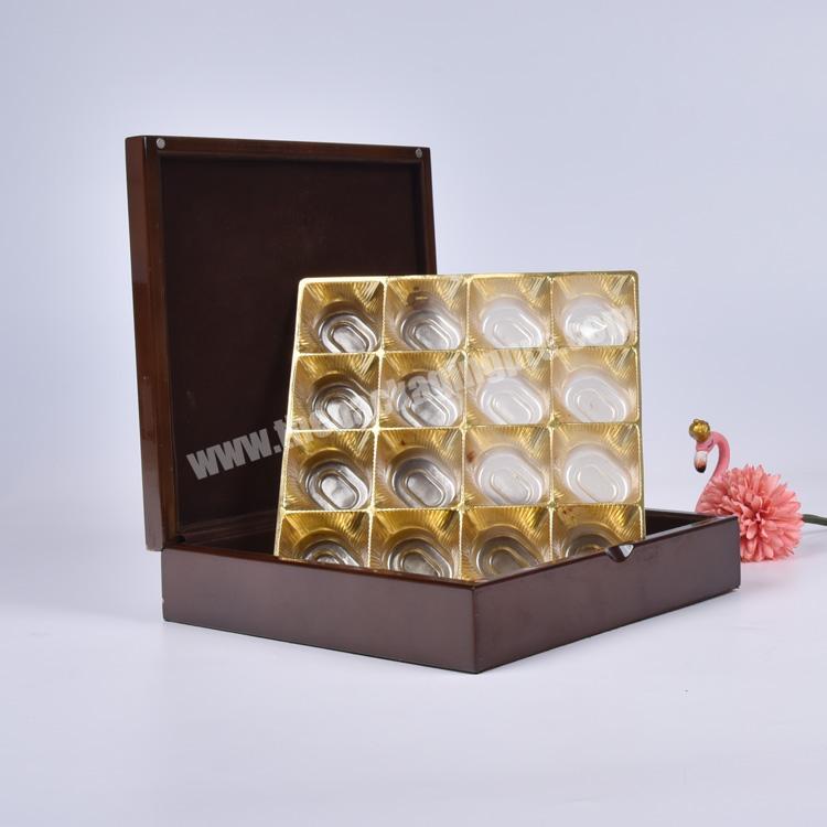 Luxury Custom Brown Wooden Chocolate Truffle Box With Divider