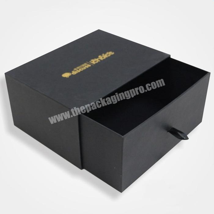 Deluxe Rigid Paperboard Gift Box Texture Paper Black Drawer Box for Sleep Mask Packaging