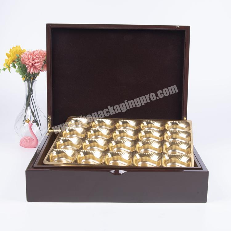 New Product Brown Lacquered Wood Chocolate Packaging Boxes For Gift