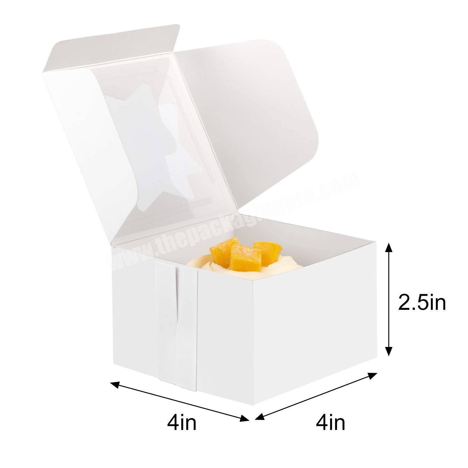 Small Mini Single Favor 4x4x2.5 inches with Window Individual Containers White Bakery Mini Cupcake Box