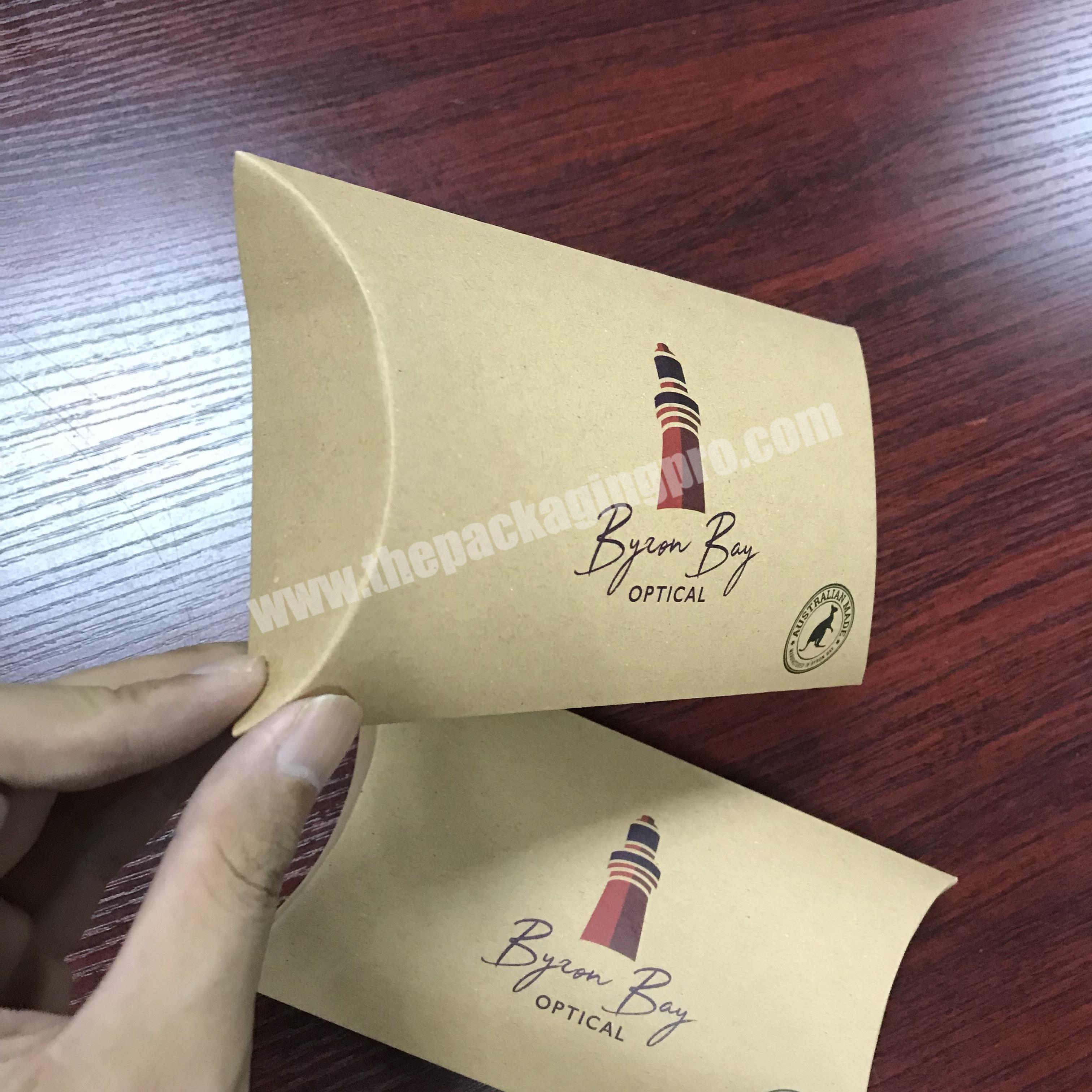 ECO friendly custom printing foldable packaging recycled brown kraft paper pillow box