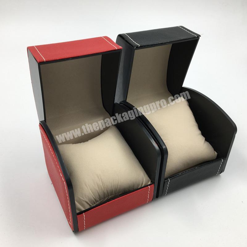 Luxury Customize Black Red PU Leather Pocket Watch Box