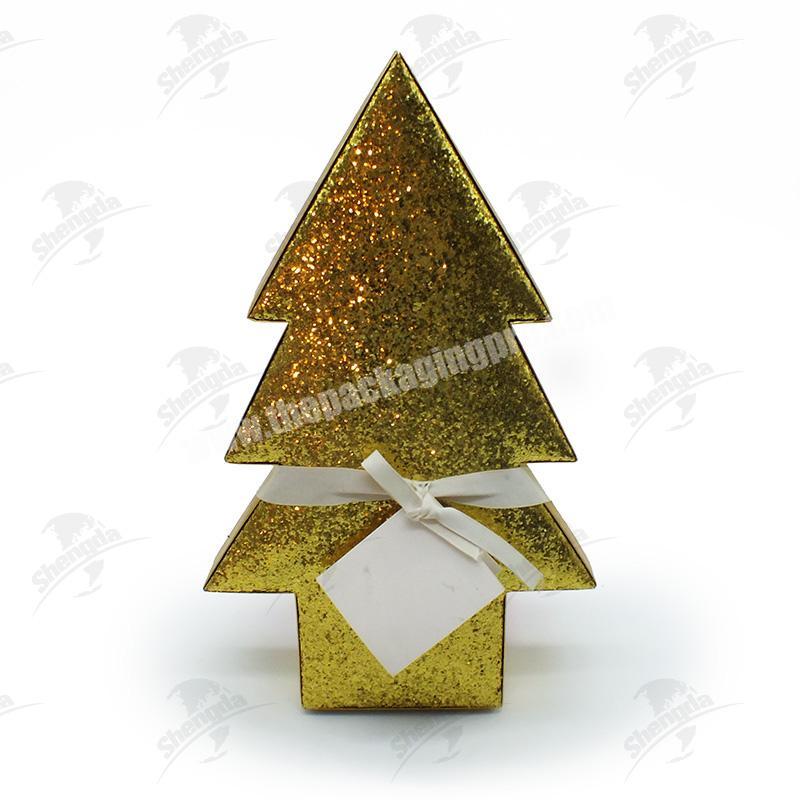Christmas Tree Shaped Paper Cardboard Chocolate Gift Box With silk ribbon