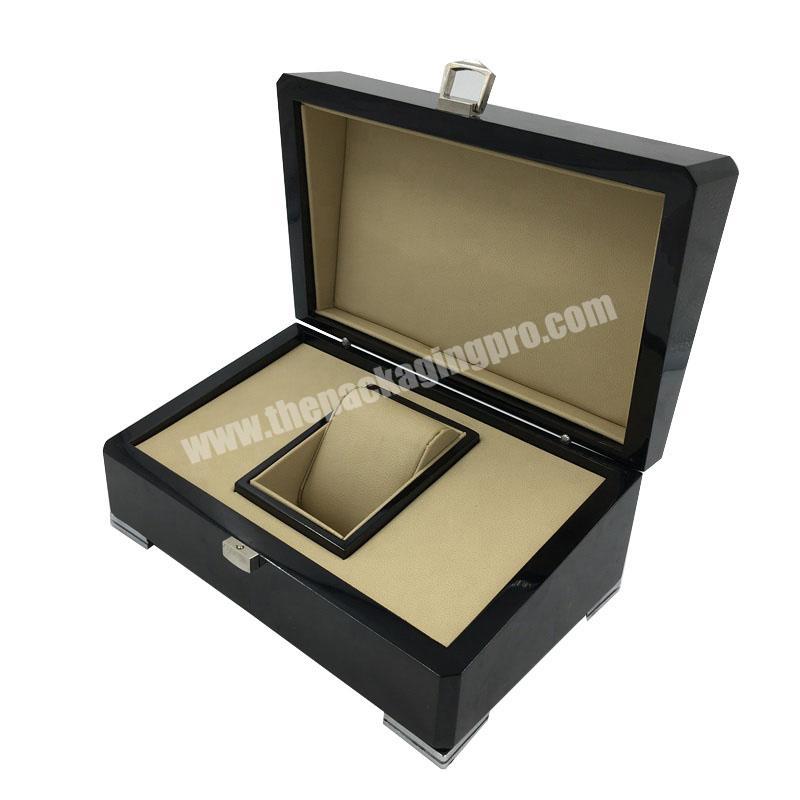 The Glossy Black Lacquered Watch Box Luxury Wooden With Pillow Insert