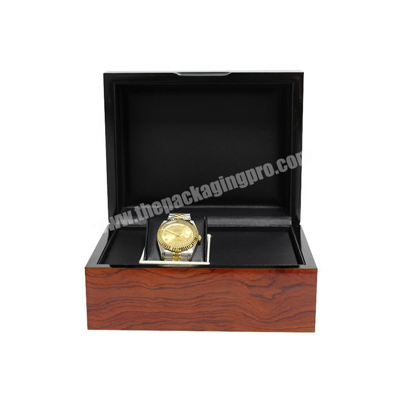 2019 Fashion Luxury Bevel Wooden Texture Flap Watch Box Brand Black PU Leather Inside With Pillow Polished Jewelry Gift Boxes