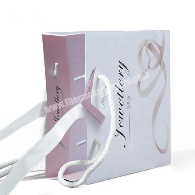 Luxury Custom Brand Logo Printed Small Jewellery Packaging Gift Boutique Carry Paper Bag For Sale