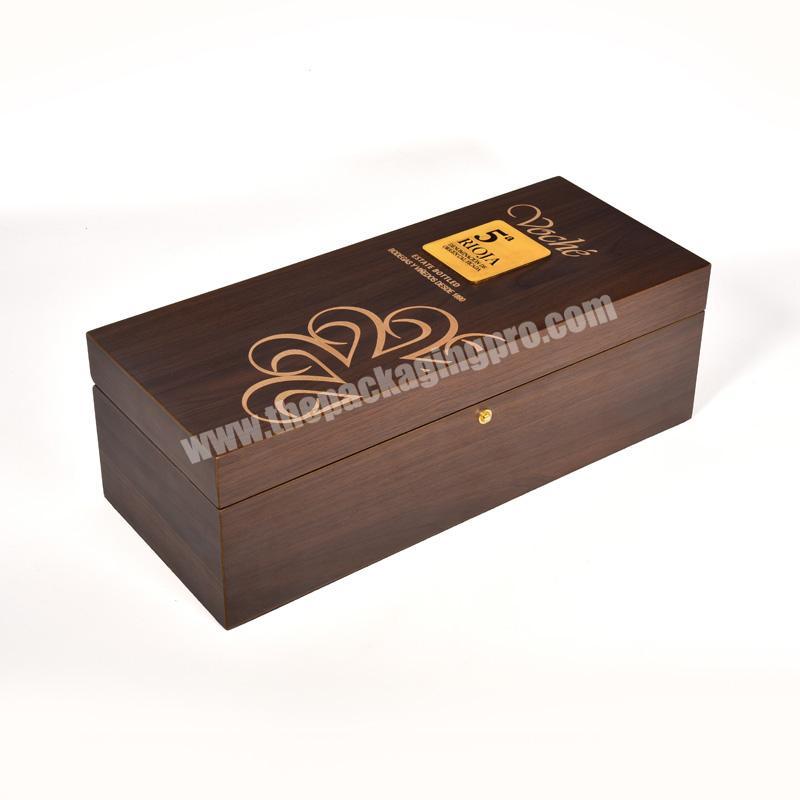 Custom Logo Gold Single Wine Gift Wood Box With Tools
