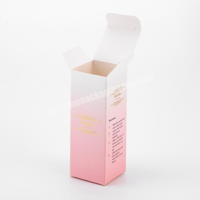 Luxury Customized Logo Stamped Pink Cardboard Foldable Paper Box for Cosmetic Products Packaging