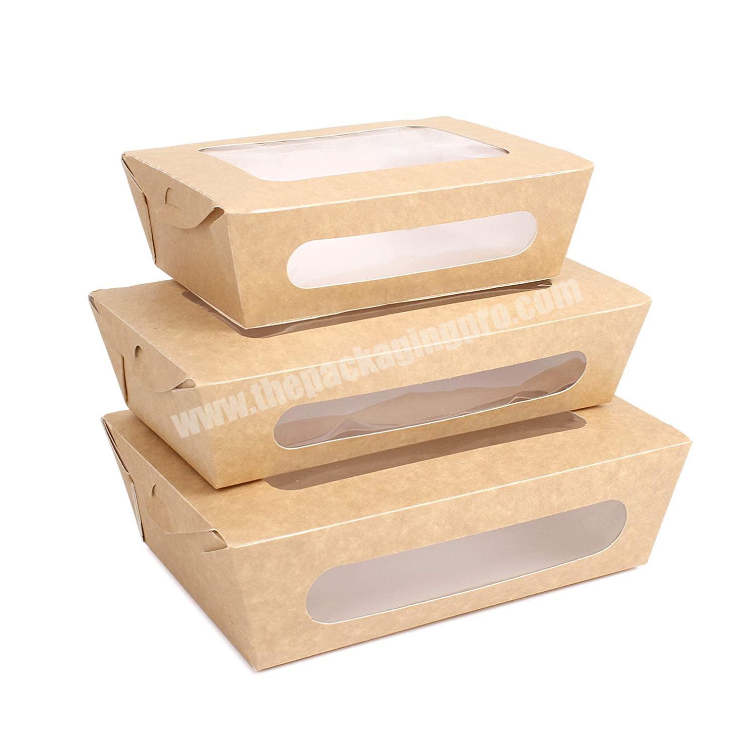 Food Grade Box Eco Friendly Kraft Paper Salad Takeaway Fast Small Food Packaging 2000ml Kraft Paper Boxes