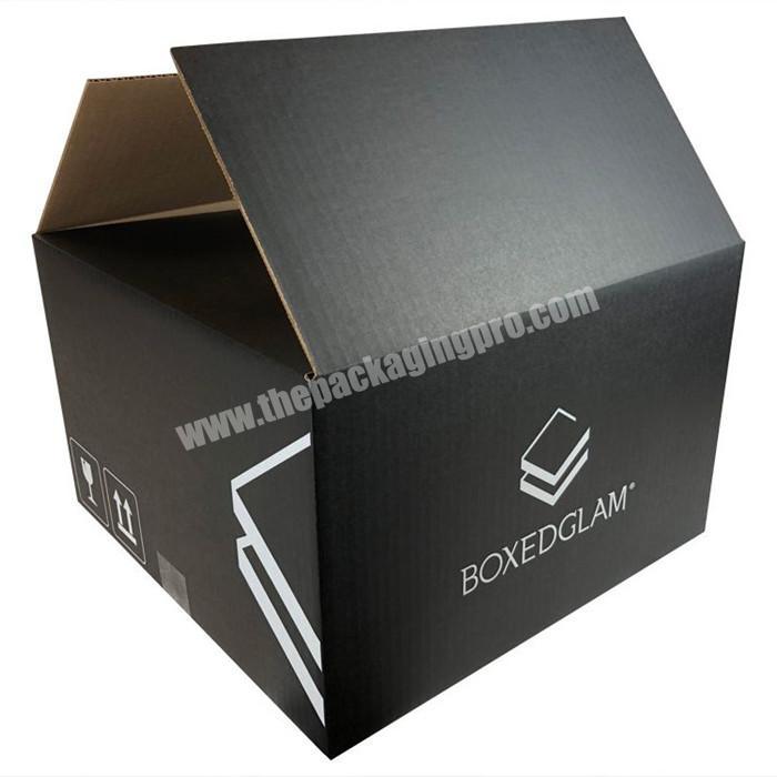Custom heavy duty hard 5 layers double walls corrugated cardboard transport RSC shipping carton box black with logo