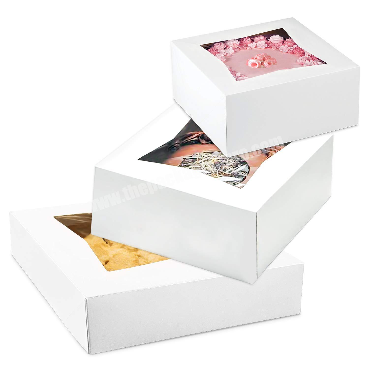 With Window 6 and 8 and 10 inch White Cardboard Gift Packaging for Pie, Cupcake, Cookies and Pastry Bakery Cake Box