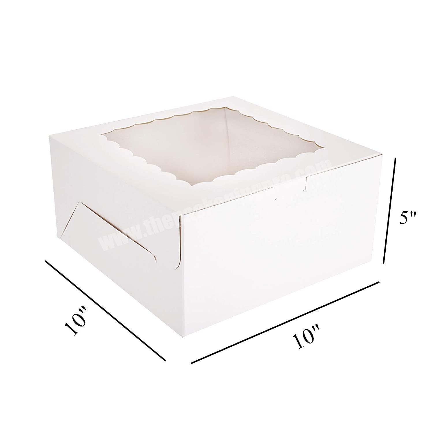 Custom Cake Containers with Window 10'' x 10'' x 5'' transparent Cake Packaging Boxes with Cake Boards in bulk