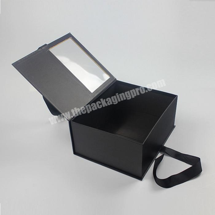 Hotsale Book Shaped Eco Gift Packaging Box Flip Top Paperboard Magnetic Closure Box with Clear Window
