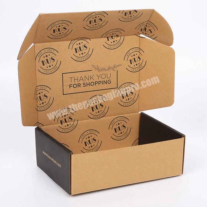 custom plain black logo printed shipping box corrugated cardboard mailer box