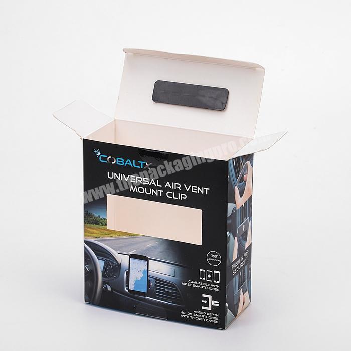 custom carton hanging packaging box car mount phone holder cardboard box with window for shipping