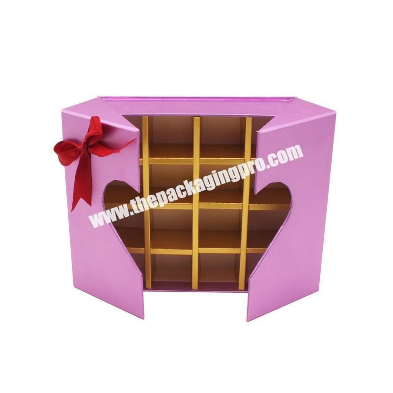 Empty Custom  Two Open Door Kraft Paper Round Drawer Purple Color Chocolate Box