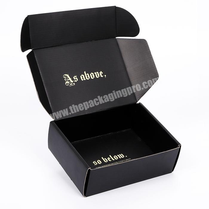 Black Custom Logo Recycled Cardboard Corrugated Postage Cartons Outside Tuck Top Product Shipping Mailing Boxes