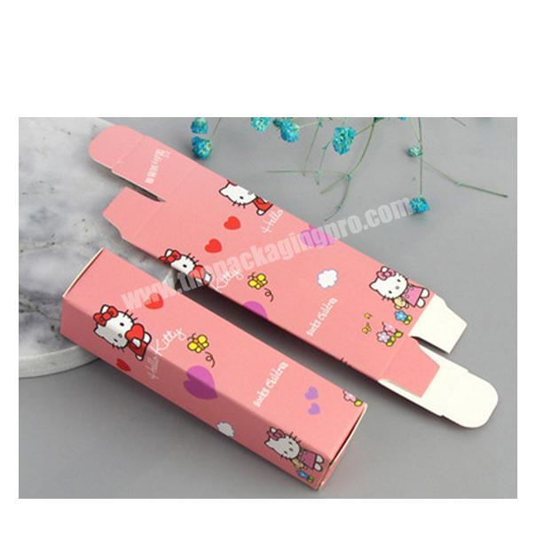 Customized Flat shipping foldable lip stick box matt lamination glossy finish cute pink mini paper box