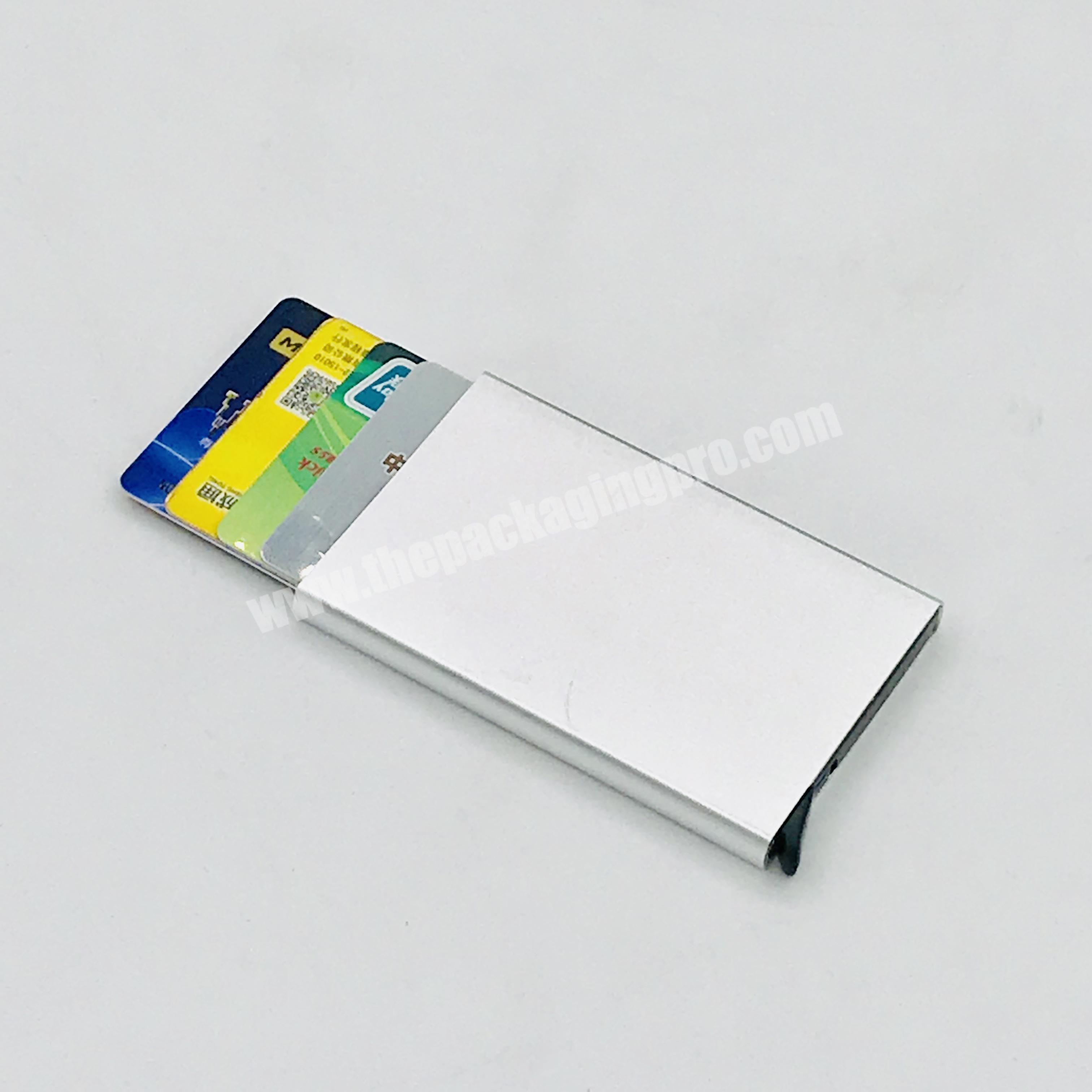 Ultra-thin RFID blocking portable storage automatic pop up business card case protector metal name card holder