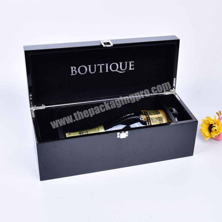 Wholesale Customize Logo Black Wood Wine Packaging Box