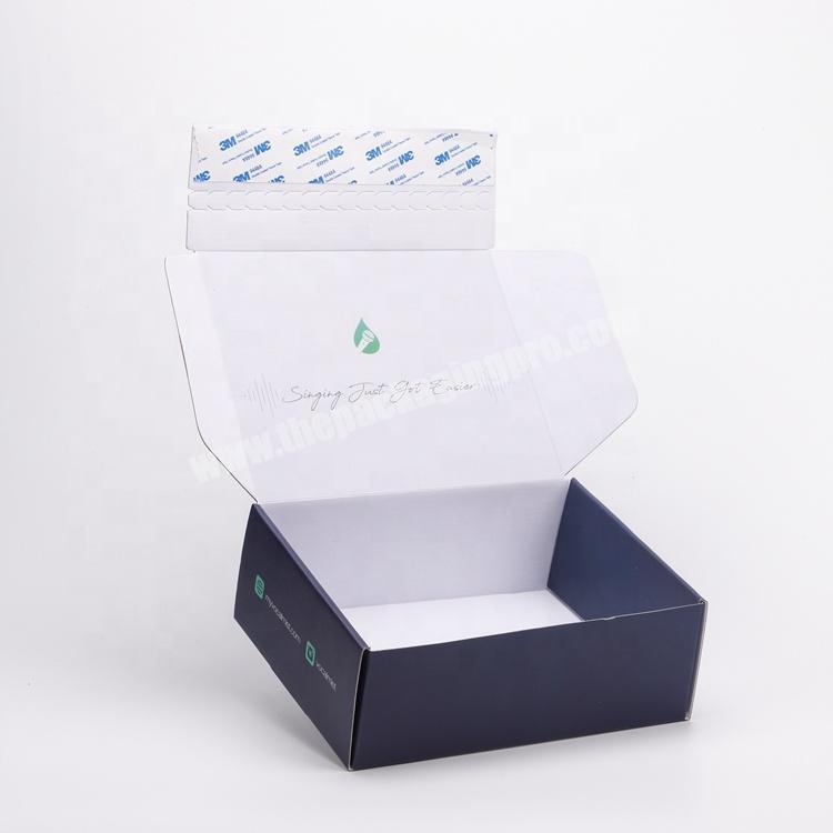Gold Foil Logo Mailer Boxes Factory Direct Custom Printed B-Flute Cardboard Blue Postal Corrugated Box With Tear Strip