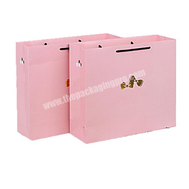 Luxury gold foil pink happy birthday gift paper bag Fashionable decorative paper bag