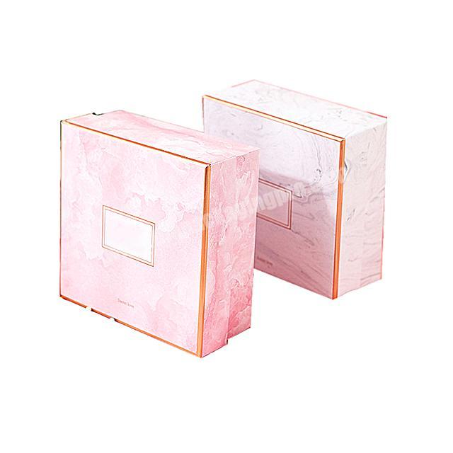 High quality Cute pinkwhite marble gift box and bag Professional custom gold foil logo