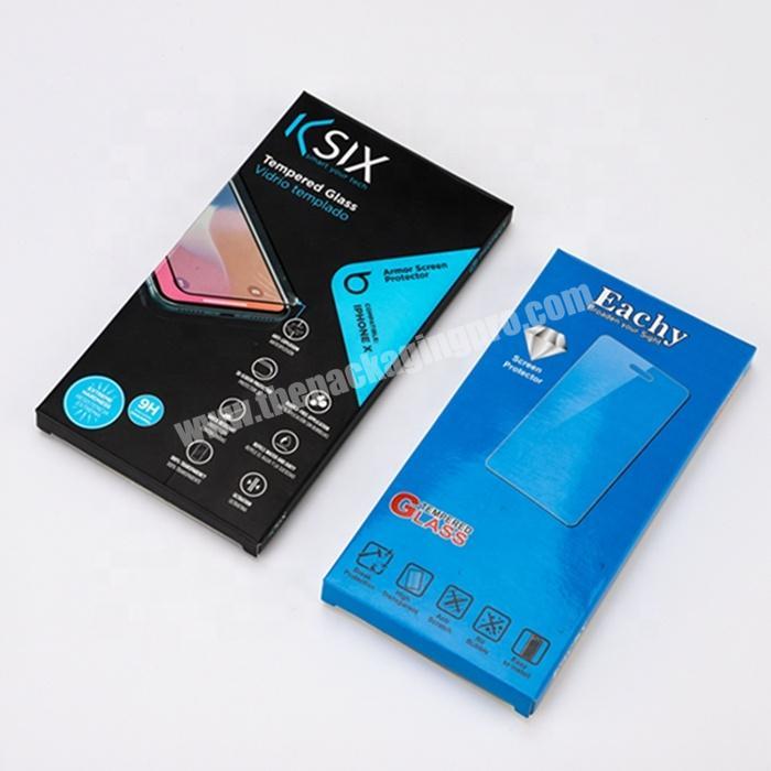 Custom Paperboard Color Logo Cell Phone Tempered Glass Boxes Glass Film Screen Protector Packaging Paper Box