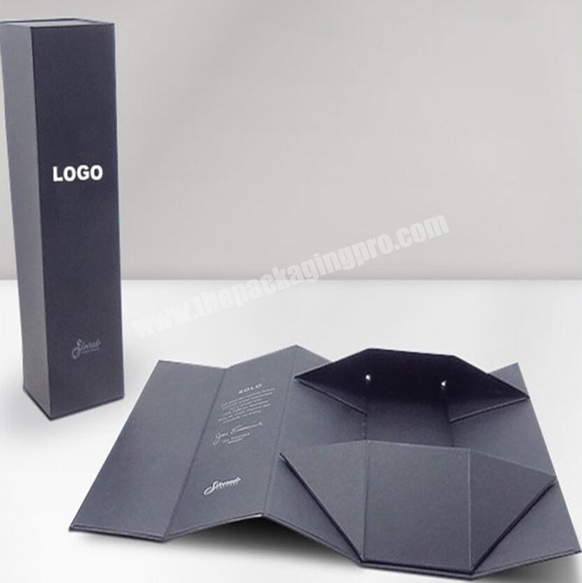 Matte Black Magnetic Closure Boxes Premium Collapsible Rigid Cardboard Folding Flat Gift Box for wine gift box Packaging