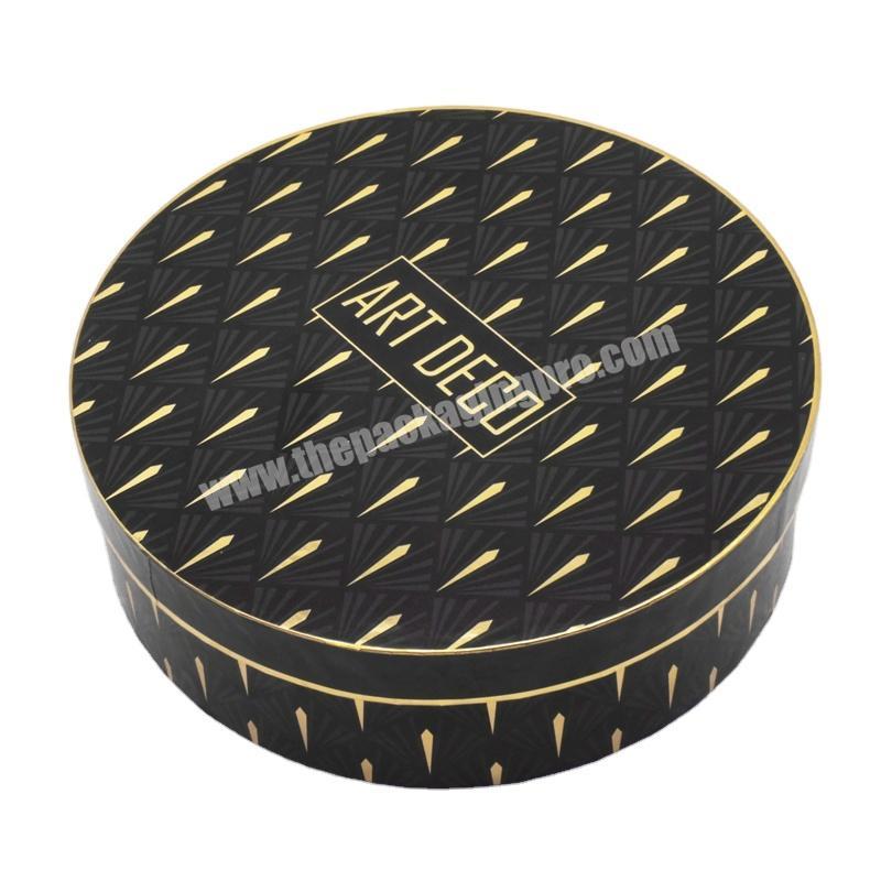 Luxurious hot stamping cylinder exquisite black round gift box