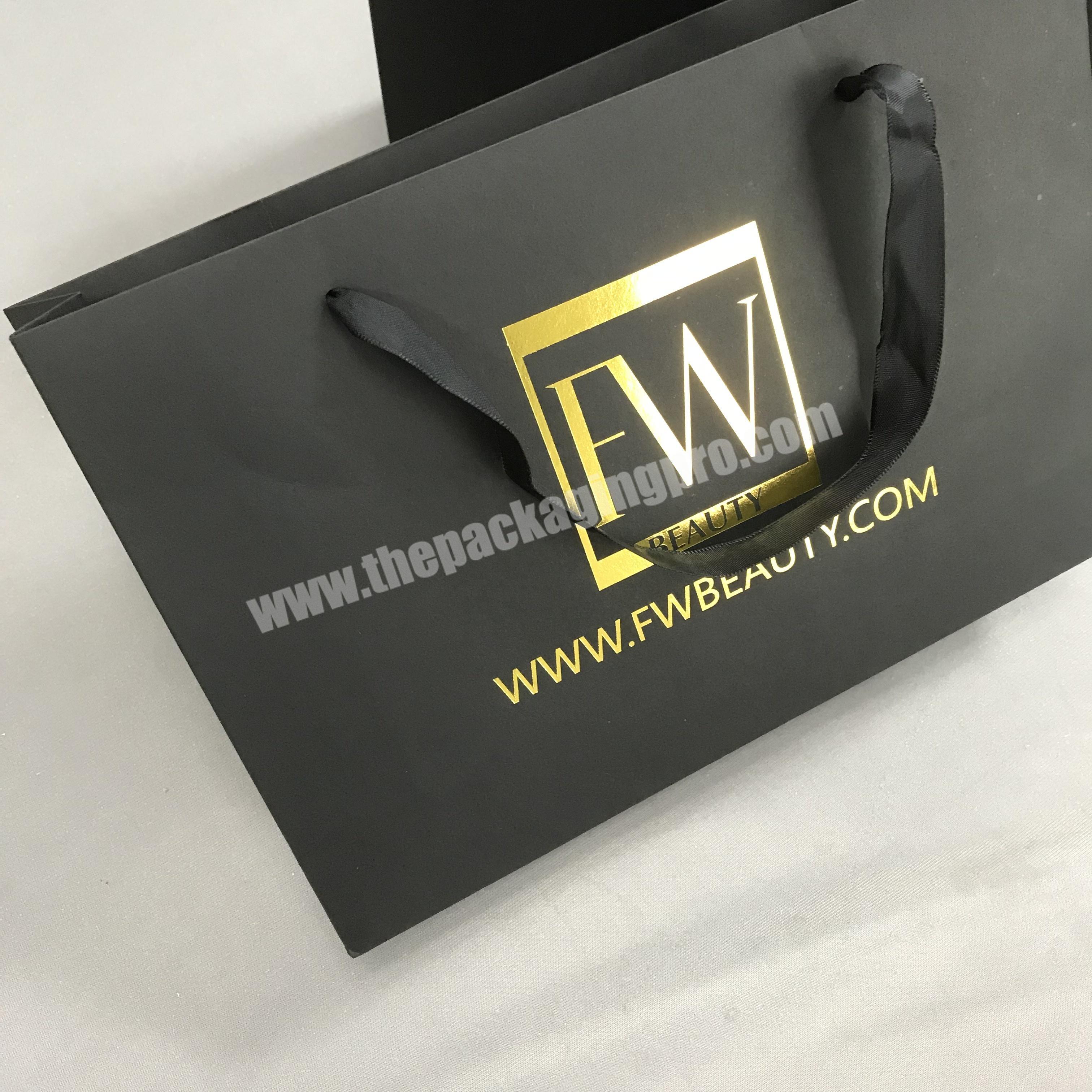 Cheap price manufacturer custom high quality matt black paper carrier bag with gold logo