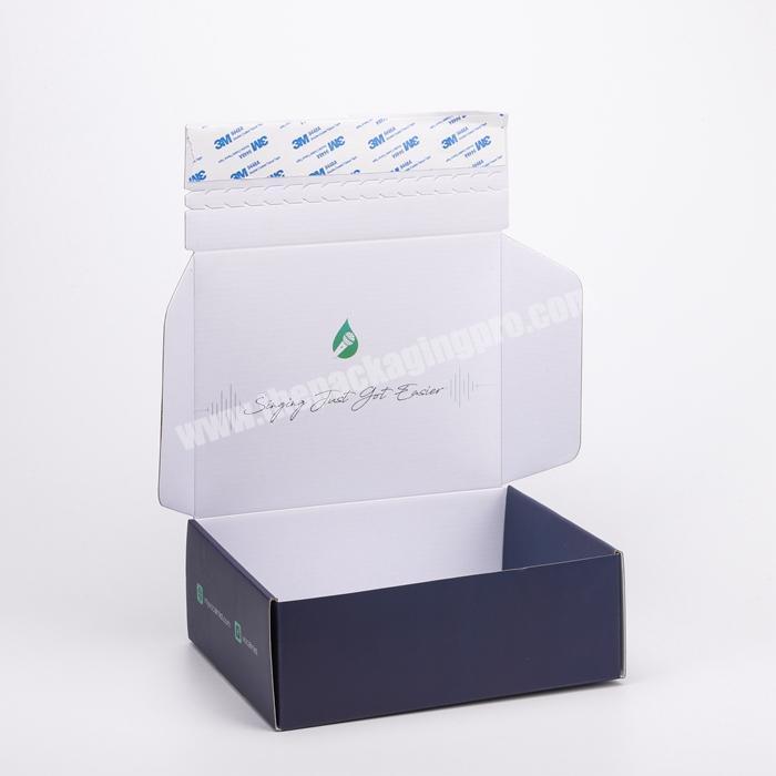custom double side full color printing ecommerce shipping packaging self seal mailer box with adhesive perforated tear strips