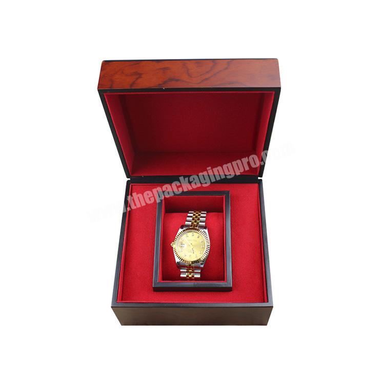 In Stock Luxury Brown Flip Gloss top Single  Wooden Watch Box