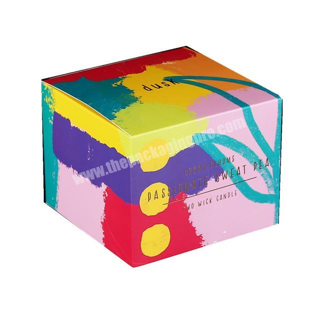 China supplier new design foldable graffiti candle packaging boxes printing gold foil logo gift boxes for candles