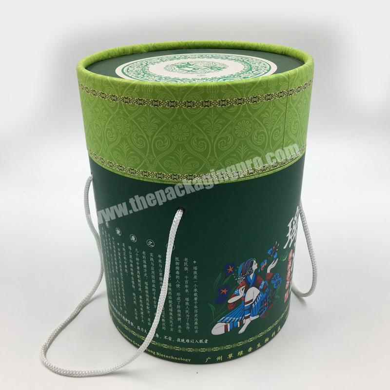 Tea Elegant High Quality Rolled Rigid Paper Round Packaging Tube Box With Handle