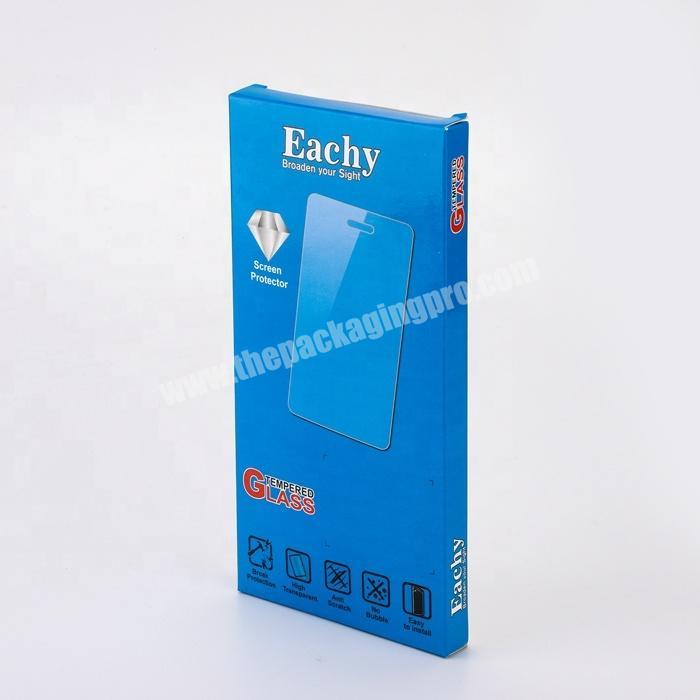 Luxury Tempered Glass Packaging Box Custom Printed Logo Blue Screen Protector Packaging Paper Box For Cell Phone Screen