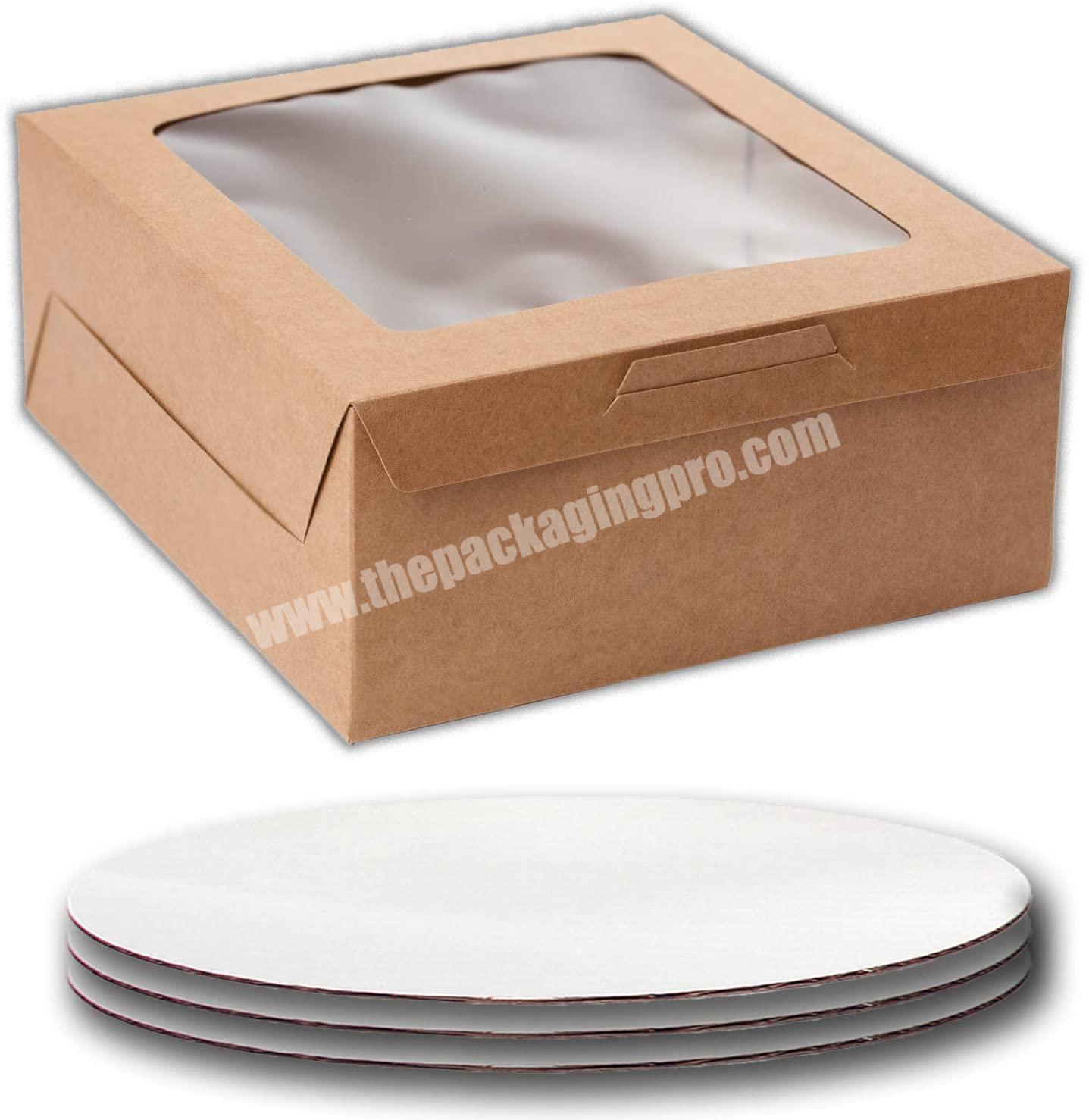 10 Inch Bakery Box Has a Clear Window Color Brown White Kraft Paper Round Cake Board Cake Boxes 10 x 10 x 5