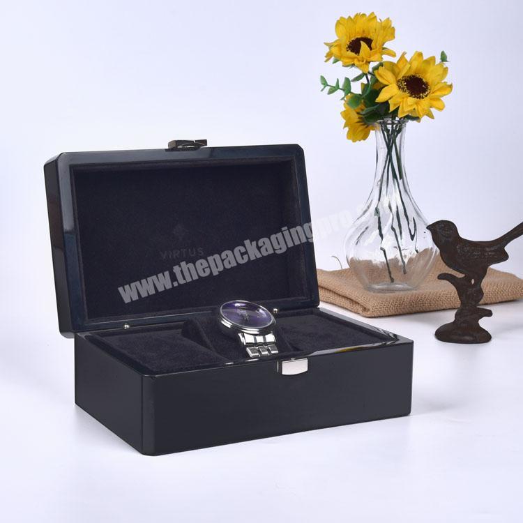High Quality Black Lacquered Rectangle Private Label Empty Watch Box For Watches