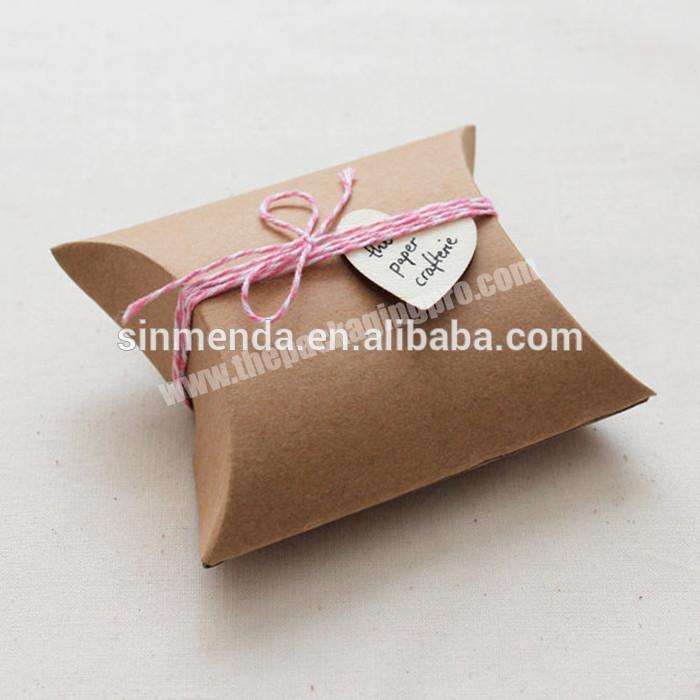 eco friendly brown kraft paper packaging recycled custom pillow box for soaps