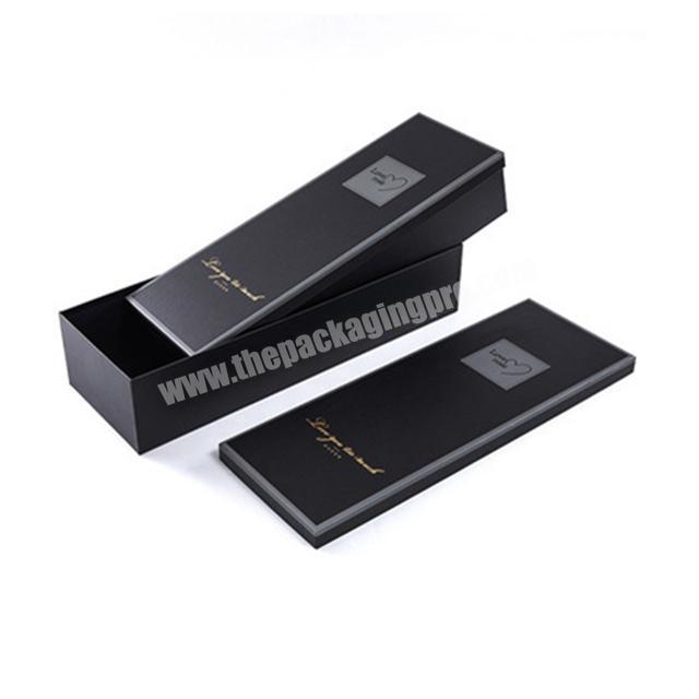 China Wholesale Recycled Rectangle Black Glossy Gold Foil Hot Stamping Paper Box Packaging