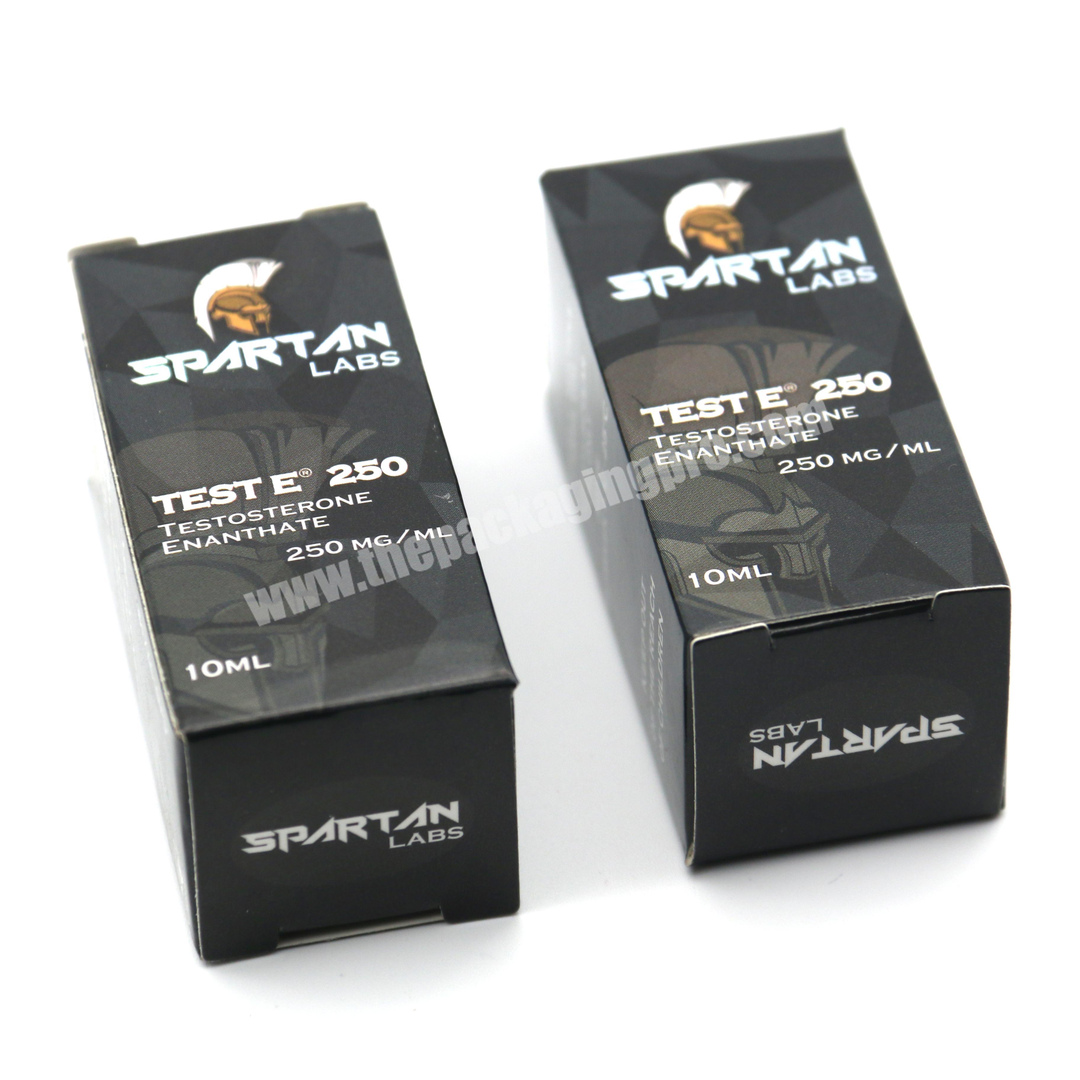 Custom Laser stamping foil logo Black Box 20ml steroid 10ml vial box for pharma medicine packaging