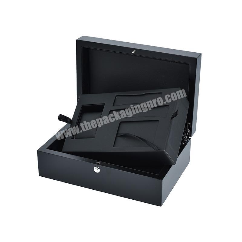 High Quality Custom Piano Black Lacquer Wood Watch Packing box