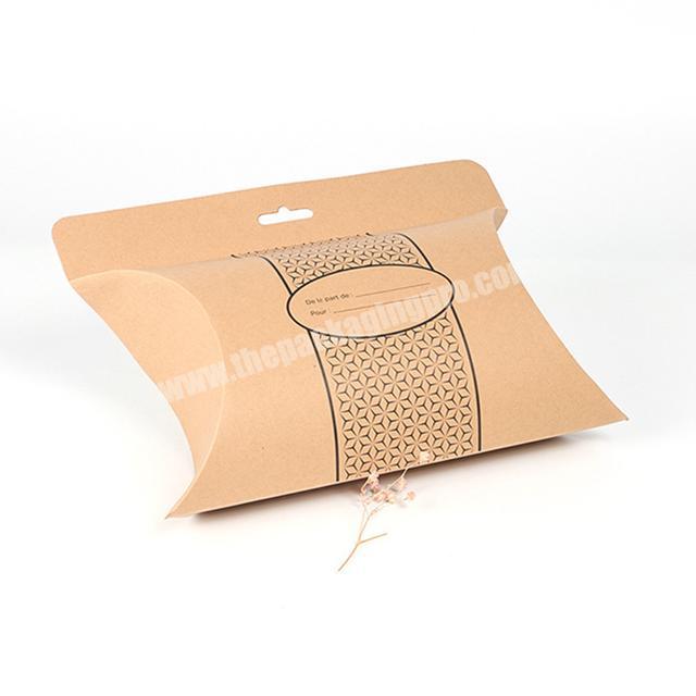 Factory Price Customized Kraft Pillow Box Hair Extension For Bundles Portable High-end Hair Extension Packaging