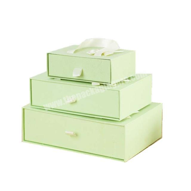 Cheaper High Quality Design Custom Size Portable Green Drawer Box  With Bowknot