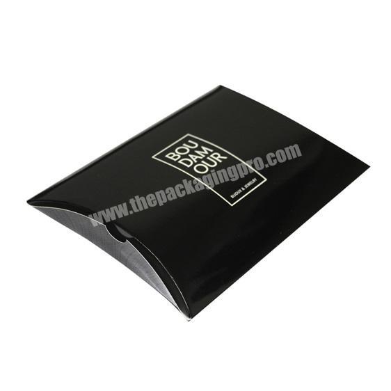 Customized luxury silver foil stamping on black pillow box for wig packaging