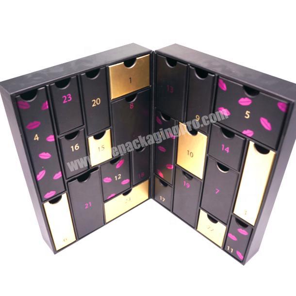 Custom design luxury premium elegant fancy bespoke deluxe cosmetics packing for lipstick make up drawer box wholesale