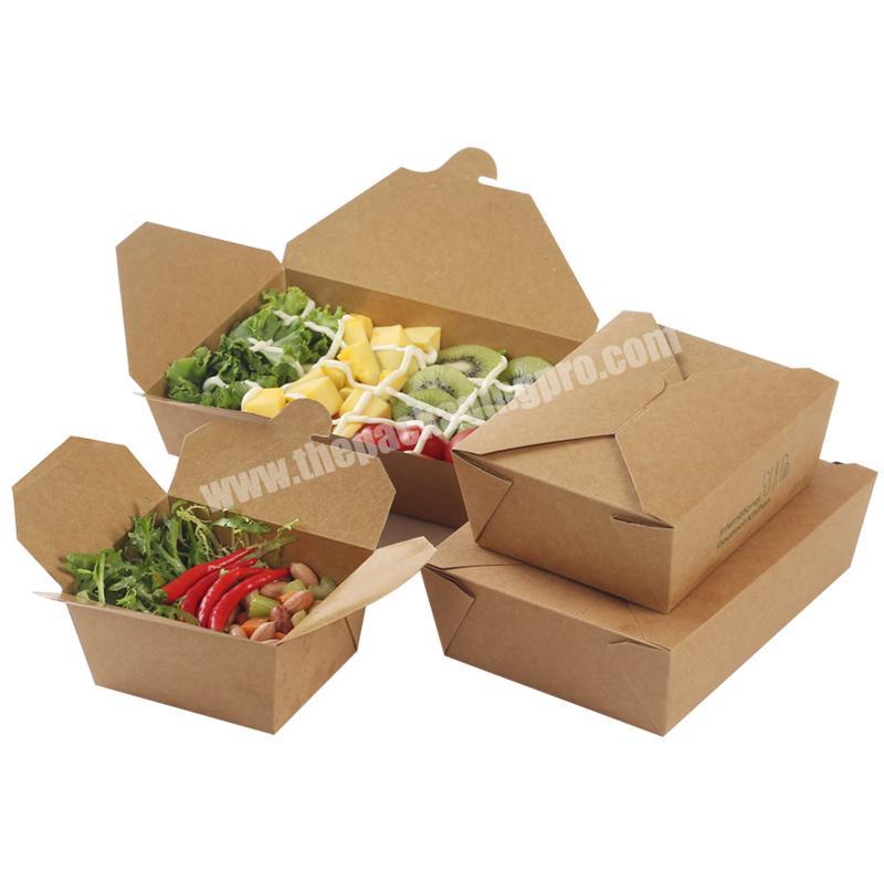 Factory Directly Supply Food Grade Kraft Paper Salad Food Take Away Package Box With Window